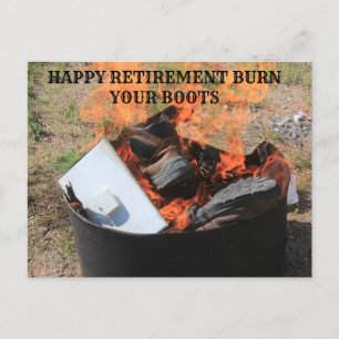 POSTALE BONNE RETRAITE BRÛLER VOTRE CARTE POST BOOTS