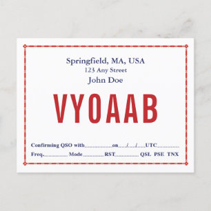 Postale Bordure de la chaîne rouge rétro de carte QSL