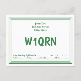 Postale Bordure de la ligne verte rétro de la carte QSL