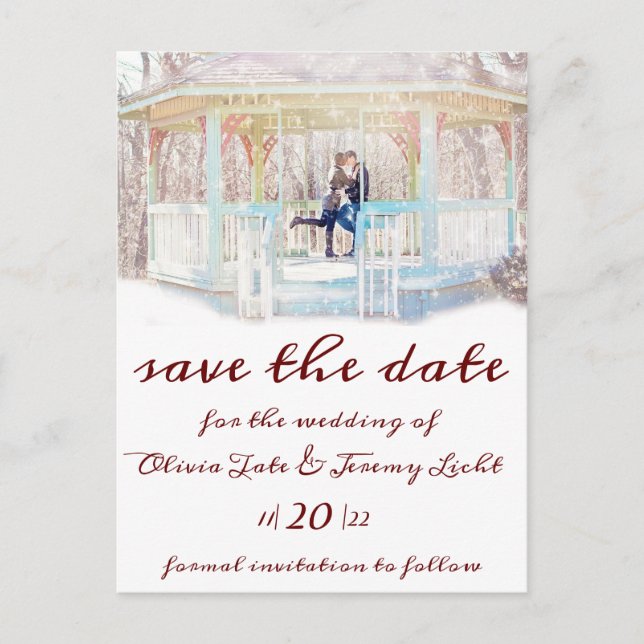 Postale Bougies D'Hiver & Neige Enregistrer La Date Carte  (Devant)