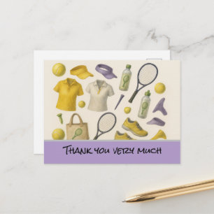 Postale Boule de tennis avec Carte de remerciements en raq