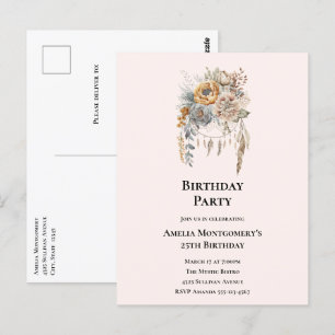Postale Bouquet de fleurs élégant avec carte d'anniversair