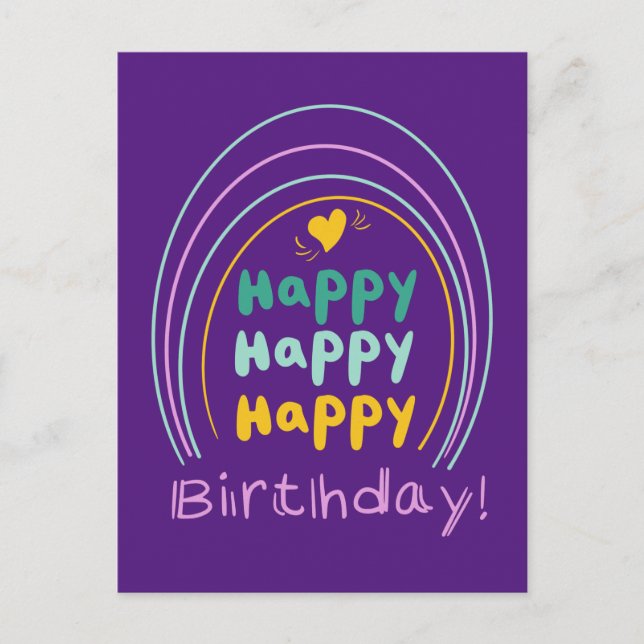 Postale Bright Rainbow Joyeux Anniversaire Carte (Devant)