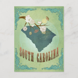 Postale Caroline du Sud Carte d'état Vintage moderne - Ver