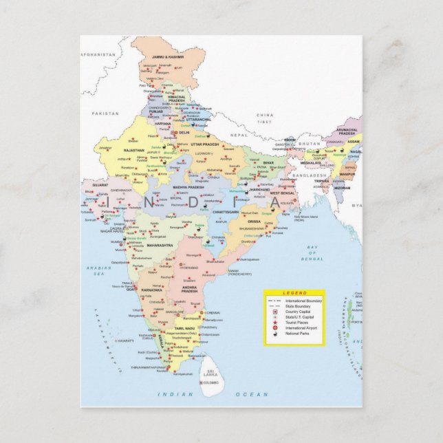 Postale Carte 2 de l'Inde (Devant)