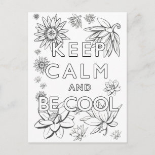 Postale Carte à colorier mandala keep calm and be cool