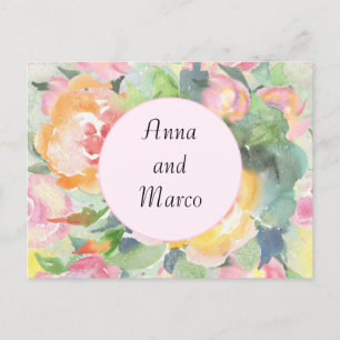 Postale Carte à fleurs d'aquarelle mariage