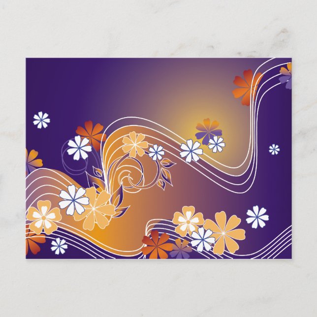 Postale carte à fleurs rayées (Devant)