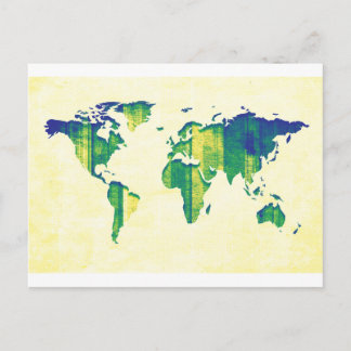 Postale Carte à rayures jaunes bleues et vertes