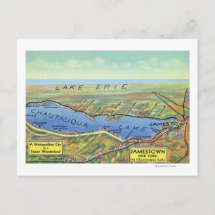 Postale Carte aérienne du lac et des villes environnantes