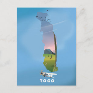 Postale carte africaine du Togo impression de voyage