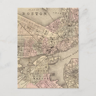 Postale Carte ancienne de Boston (1880)