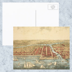 Postale Carte ancienne de Chicago, rue LaSalle et rivière