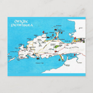Postale Carte ancienne de la péninsule de Dingle en Irland