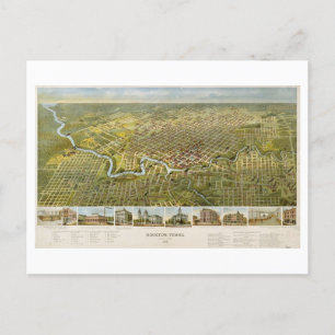 Postale Carte Antique 1891 de Houston, Texas, Carte postal