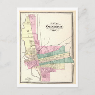 Postale Carte antique de 1872 de Columbus, Ohio,