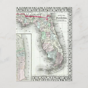 Postale Carte antique de Floride & Mobile, Alabama