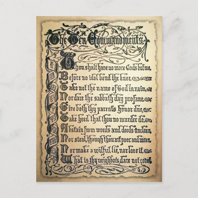 Postale Carte Antique Dix Commandements (Devant)