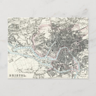 Postale Carte antique du 19ème siècle de Bristol Angleterr
