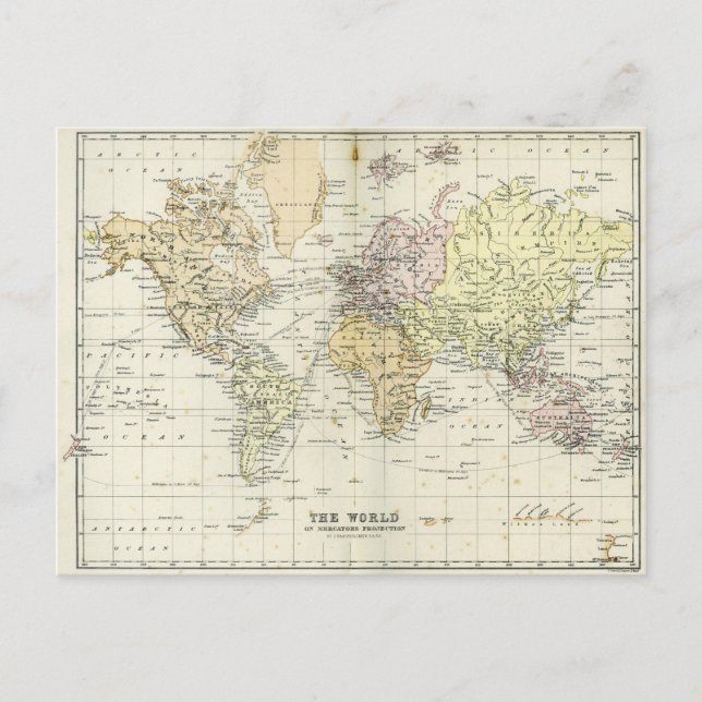 Postale Carte antique du monde (Devant)