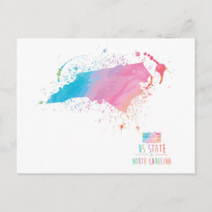 Postale Carte aquarelle Caroline du Nord