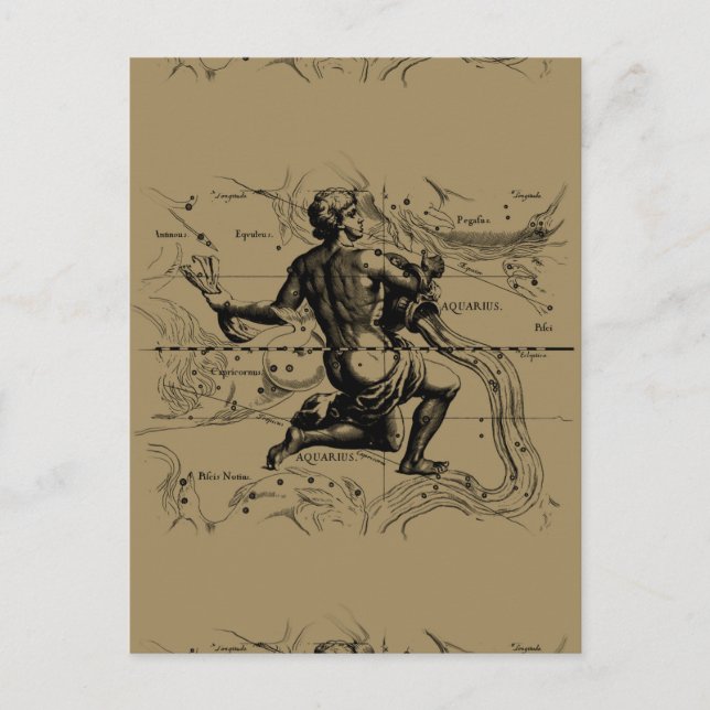 Postale Carte Aquarius Constellation par Hevelius (Devant)