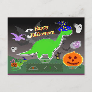Postale Carte artisanale Halloween Dinosaur Statue Coupe &