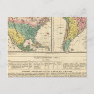 Postale Carte Atlas de la découverte européenne de l'Améri