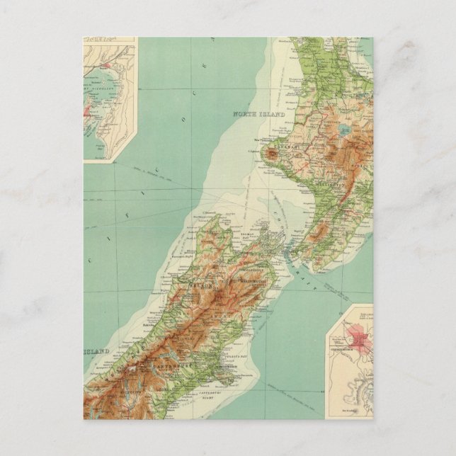 Postale Carte Atlas de la Nouvelle-Zélande (Devant)