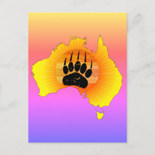 Postale Carte Australie Sunny Ours Avec Sunset Rétro