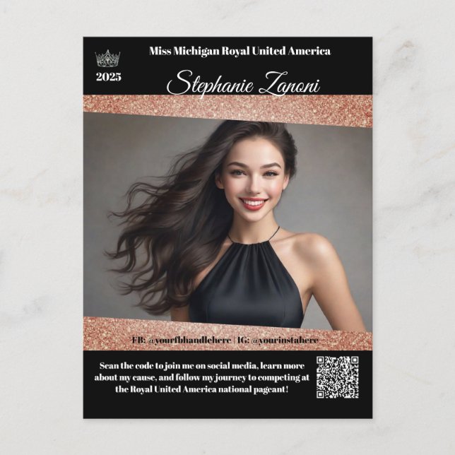 Postale Carte auto-graphique Promo Pageant | Code QR (Devant)