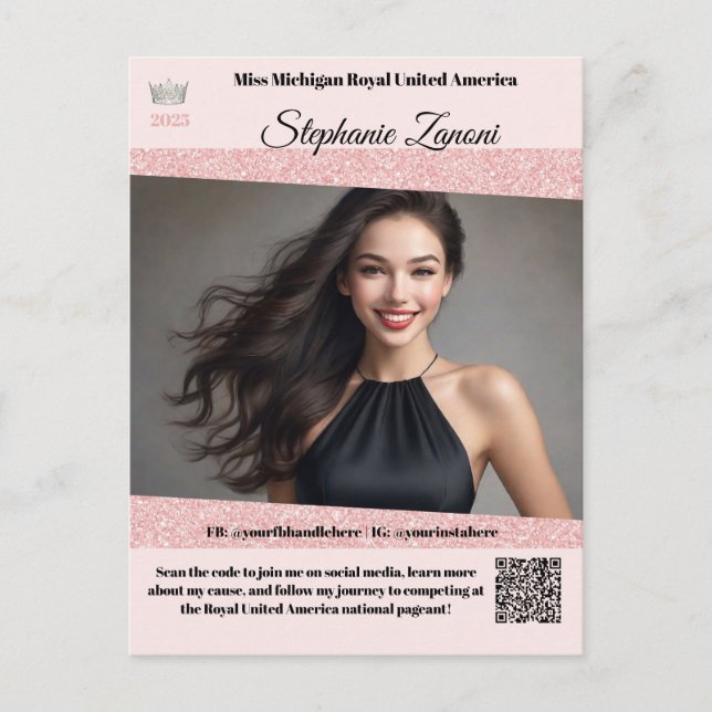 Postale Carte auto-graphique Promo Pageant | Code QR (Devant)