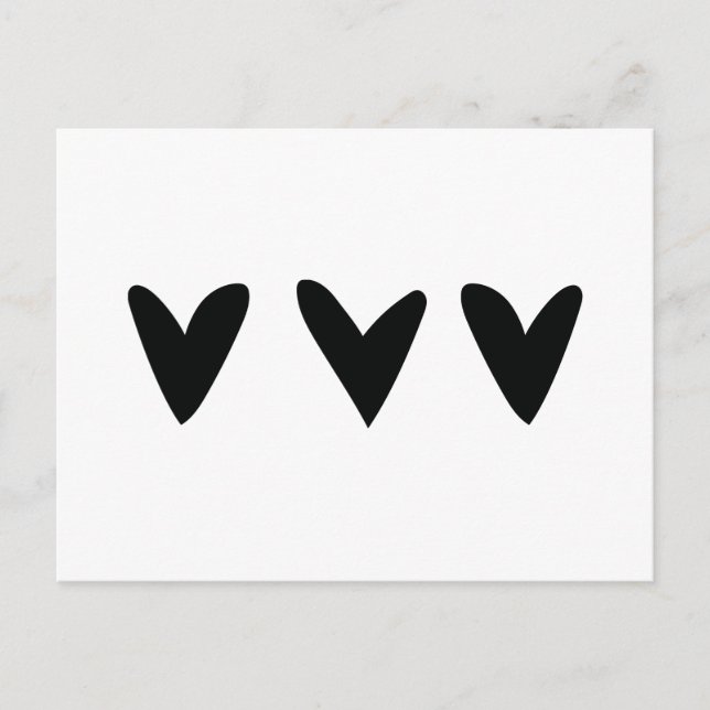 Postale Carte avec trois coeurs noirs mignons (Devant)