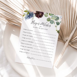 Postale Carte Baby shower Floral Bourgogne