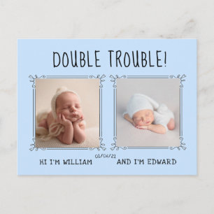 Postale Carte bébé jumelle, deux fois l'amour