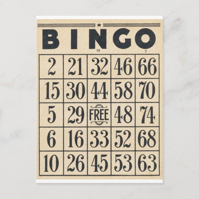 Postale Carte Bingo vintage (Devant)