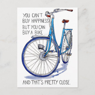 Postale Carte Blue Bike Happy
