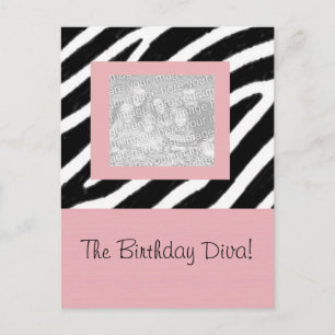 Postale Carte cadre Zebra & Pink Fun Party