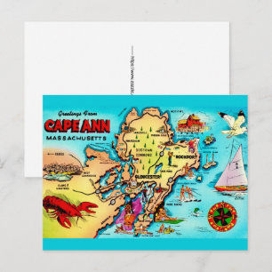 Postale Carte colorée de Cape Ann MA