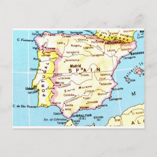 Postale Carte colorée de l'Espagne Design
