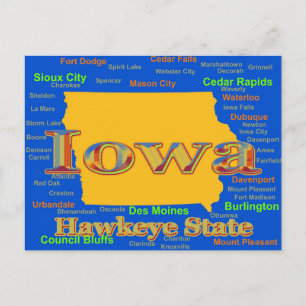 Postale Carte colorée Iowa State Pride Carte Silhouette
