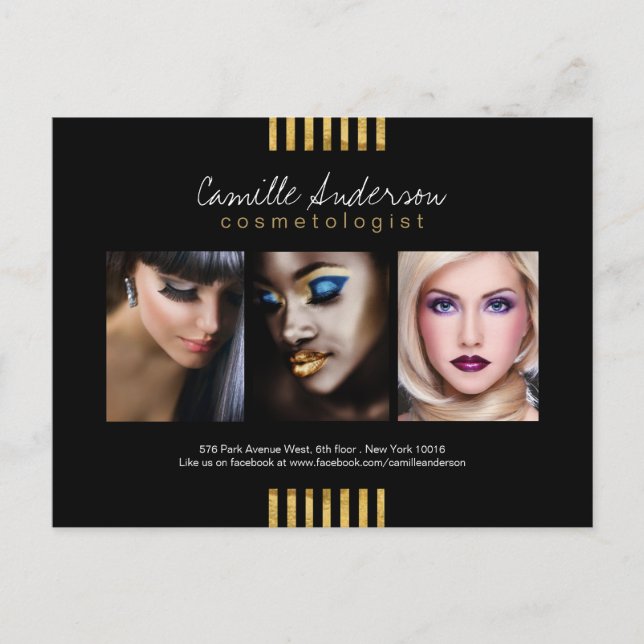 Postale Carte comp d'art moderne Gold et Black Maquillage (Devant)