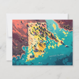 Postale Carte côtière de Rhode Island
