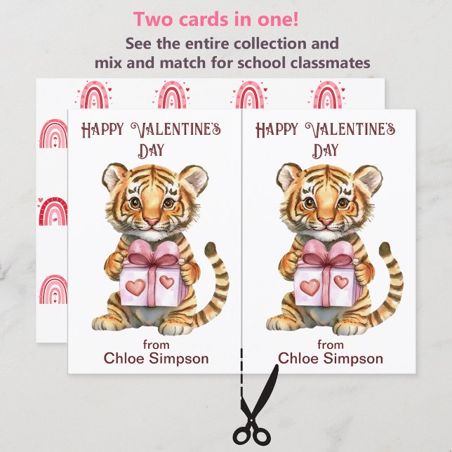 Postale Carte Cute Tiger Cub Kid's Valentine (Créateur téléchargé)