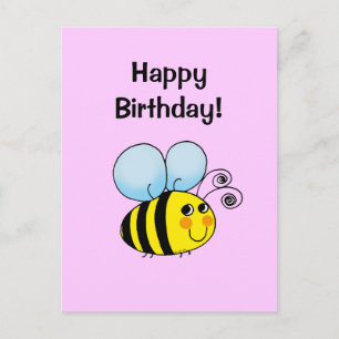 Postale Carte d'abeille d'anniversaire mignonne - Style à