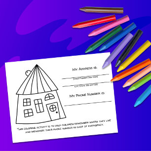 Postale Carte d'activité pour enfants avec informations d'