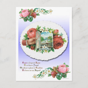 Postale Carte d'amitié florale Rose victorienne