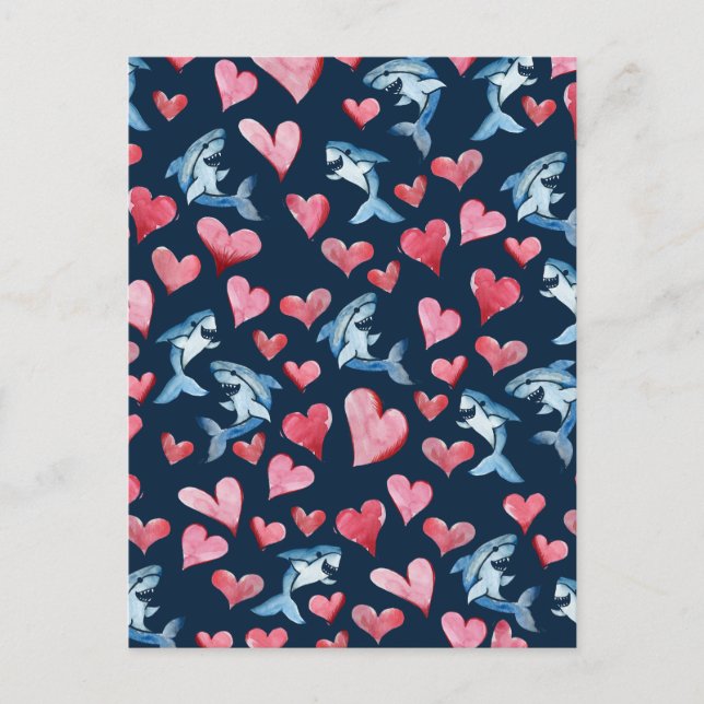 Postale Carte d'amoureux des requins (Devant)