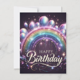 Postale Carte d'anniversaire Arc-en-ciel coloré et ballons