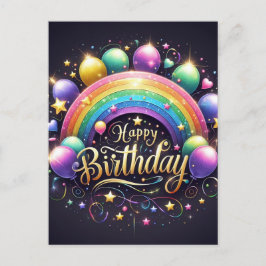 Postale Carte d'anniversaire - arc-en-ciel pailleté